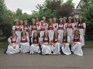 Buchloer Musikerinnen präsientieren ihre neuen Schürzen